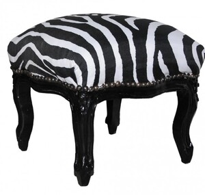 Casa Padrino Barock Fu�hocker Zebra / Black - Antik Stil M�bel - Hocker