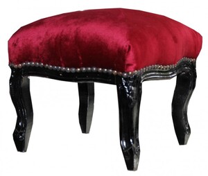 Casa Padrino Barock Fu�hocker Bordeaux / Schwarz - Antik Stil M�bel - Hocker