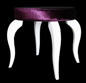 Casa Padrino Barock Sitzhocker Lila / Wei� - Designer Rundhocker - Luxus Qualit�t