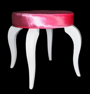 Casa Padrino Barock Sitzhocker Rosa / Wei� - Designer Rundhocker - Luxus Qualit�t