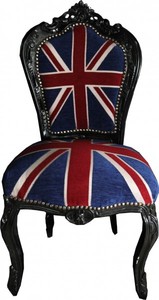 Casa Padrino Barock Esszimmer Stuhl Union Jack / Schwarz - M�bel Antik Stil