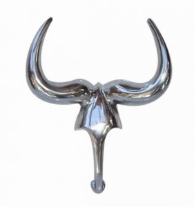 Casa Padrino Designer Deko Gazelle aus poliertem Aluminium H 47 cm, B 36 cm - Wandfigur - Geweih - Wandgeweih