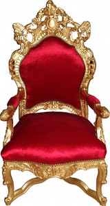 Casa Padrino Barock Thron Sessel Bordeaux Rot / Gold - Unikat - Barock Mbel Tron Knigssessel