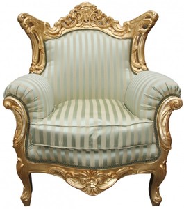 Casa Padrino Barock Sessel Al Capone Mod 2 Jadegrn/Beige / Gold Mbel Antik Stil