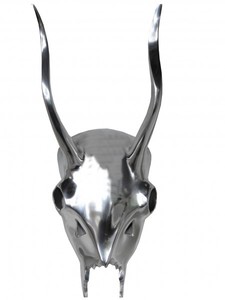 Casa Padrino Designer Geweih Deko Hirsch aus poliertem Aluminium Silber H 45 cm, B 18 cm - Wandfigur - Geweih - Wandgeweih