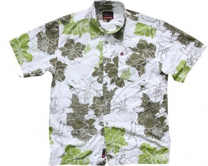 Quiksilver Skateboard Hemd White/Green Flowers- Hawaii Hemd