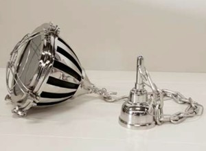 Casa Padrino Industrial Hngeleuchte Silber Vernickelt 48cm Druchmesser - Industrie Design Vintage Lampe Leuchte