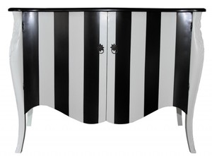 Casa Padrino Barock Kommode Schwarz/Wei Streifen 120cm Mod - Antik Stil Mbel
