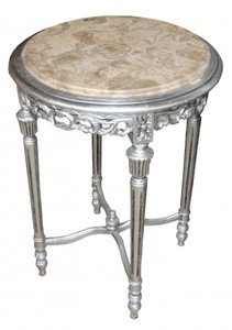 Barock Beistelltisch Rund Silber ModY20  68 x 48 cm Antik Stil