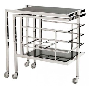 Casa Padrino Luxus Bar Trolley Servierwagen aus Edelstahl und Glas 77 x 42 x H. 77 cm - Luxus Hotel & Restaurant Einrichtung M�bel