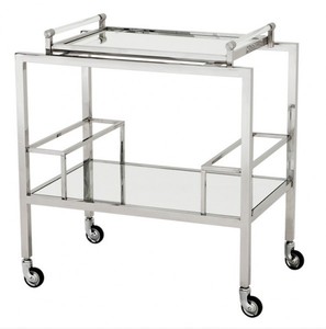 Casa Padrino Luxus Bar Trolley Servierwagen aus Edelstahl und Glas 72 x 47 x H. 72 cm - Luxus Hotel & Restaurant Einrichtung M�bel