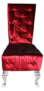 Casa Padrino Barock Esszimmer Stuhl Bordeaux / Silber - Designer Stuhl - Luxus Qualit�t Hochlehnstuhl Hochlehner