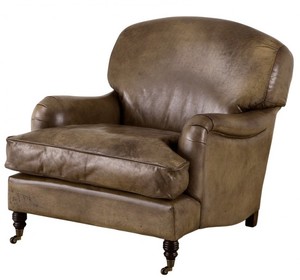 Chesterfield Luxus Echt Leder Ohrensessel Vintage Leder Olive von Casa Padrino - Club Sessel