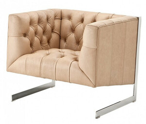 Casa Padrino Chesterfield Luxus Echt Leder Sessel Manhattan Vintage Leder Naturale - Club Sessel