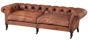 Casa Padrino Luxus Echt Leder Sofa Vintage Leder Braun - 3 Sitzer - Luxus Hotel Club Mbel