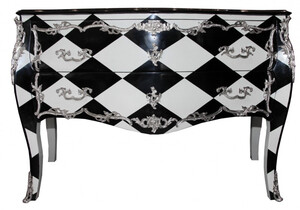 Casa Padrino Barock Kommode Karo Design 130cm - Unikat- Antik Look 