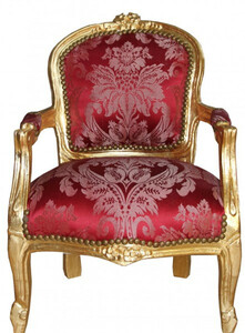 Casa Padrino Barock Kinder Stuhl Bordeauxrot Muster /Gold - Armlehnstuhl - Antik Stil Mbel