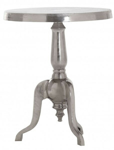 Casa Padrino Aluminium Massiv Beistelltisch H 63 x 51 cm - Tisch - Alu Finish - Barock Stil