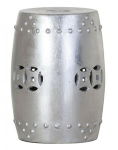 Casa Padrino Designer Sitzhocker Terracotta Silber - Hocker M�bel