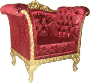 Casa Padrino Barock Lounge Sessel Bordeaux Rot / Gold Mbel Antik Stil - Wohnzimmer Club Mbel Sessel
