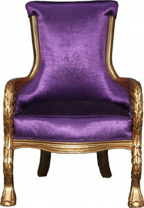 Casa Padrino Barock Lounge Sessel Lila / Gold Mod2 Mbel Antik Stil - Wohnzimmer Club Mbel Sessel Thron Eagle Feather