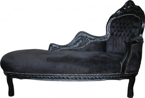 Casa Padrino Barock Chaiselongue King Schwarz / Schwarz Mod2