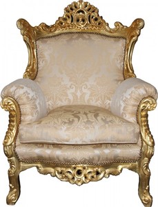 Casa Padrino Barock Sessel Al Capone Mod2 Creme / Gold M�bel - Antik Stil