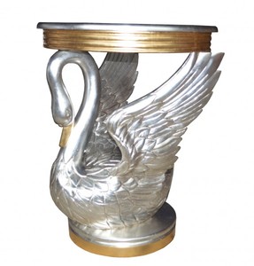 Casa Padrino Barock Beistelltisch Schwan Silber / Gold - Nachttisch Konsole - Nachtschrank - Tisch - Luxury Collection