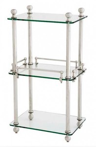 Casa Padrino Badezimmer Luxus Regalschrank vernickelt - Glasregal Badregal Regal Schrank Glas