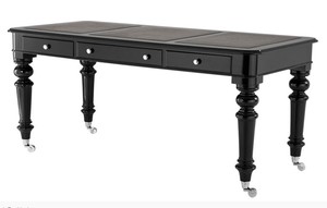 Casa Padrino Luxus Schreibtisch / Sekret�r Hochglanz Schwarz Klavierlack 175 x 80 cm