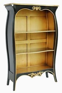 Casa Padrino Barock B�cherschrank Schwarz / Gold B 110 x H 169 cm B�cherregal Regal Schrank
