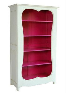 Casa Padrino Barock B�cherschrank Weiss / Pink B 110 x H 185 cm B�cherregal Regal Schrank