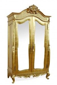 Casa Padrino Barock Kleiderschrank Gold B 107 x H 229 cm Schlafzimmer Schrank