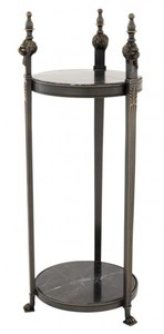 Casa Padrino Luxus Barock Beistelltisch Rund Massiv Gunmetal Bronze mit Marmorplatte 71 x 25 cm - Tisch