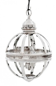 Casa Padrino Barock Hngeleuchte vernickelt Kugel Silber Durchmesser 30 cm, Hhe 50 cm - Barock Schloss Lampe Leuchte Laterne