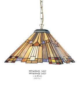 Casa Padrino Tiffany Hngeleuchte Durchmesser 40cm 1-Flammig ModH1 - Leuchte Lampe Deckenleuchte