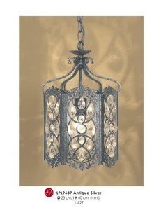 Orientalische Designer Pendelleuchte mit Kristall-Deco Antik Silber ModP3 Leuchte Lampe aus dem Hause Casa Padrino - Deckenleuchte H�ngeleuchte