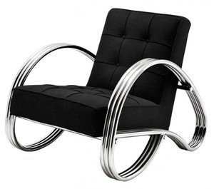 Casa Padrino Art Deco Sessel Chrom / Schwarz Mod4 - Club Sessel - Lounge Sessel, Lounge Sessel