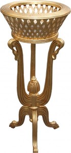 Casa Padrino Barock Pflanzentopfstnder aus Holz Gold Antik-Look - Blumentopfstnder, Blumenstnder
