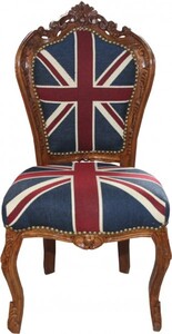 Casa Padrino Barock Esszimmer Stuhl Union Jack / Braun - M�bel Antik Stil