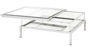 Casa Padrino Luxus Art Deco Designer Couchtisch Edelstahl poliert mit Spiegelglas - Luxus Kollektion