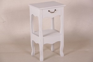 Casa Padrino Kommode mit 1 Schublade im Landhausstil oval weiss Antik Look - Nachtkonsole - Nachtschrank - Beistelltisch 