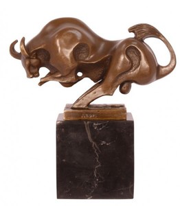 Casa Padrino Luxus Bronze Stierfigur Modernismus 19.0 x 18.2 cm - Moderne Skulptur Art Deco