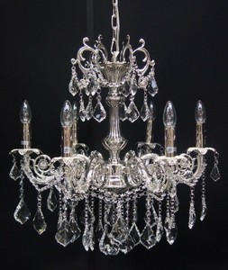 Casa Padrino Barock Kristall Kronleuchter 6-Flammig Silber - H�ngeleuchte L�ster H�ngelampe Deckenlampe