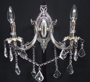 Casa Padrino Barock Kristall Wandleuchter 2-Flammig Silber ModK9 - Wandlampe Wand Beleuchtung