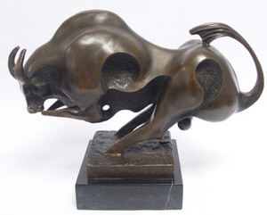 Casa Padrino Luxus Bronze Stierfigur Modernismus 26.0 x 34.5 cm - Moderne Skulptur Art Deco