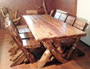 Casa Padrino Esszimmer Set Rustikal - Tisch + 6 Sthle - Eiche Massivholz - Echtholz Mbel Massiv Burgmbel