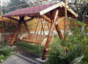 Casa Padrino Garten Schaukel Rustikal berdacht Hollywood Schaukel Mod S1 - Eiche Massivholz - Echtholz Massiv
