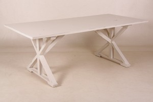Casa Padrino Vintage Teak Esstisch Antik Stil Wei 210 x 100 cm - Landhaus Stil Tisch Teakholz