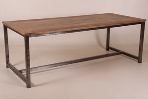 Casa Padrino Vintage Teak Esstisch Holzfarben mit Metallgestell - Landhaus Stil Tisch Teakholz